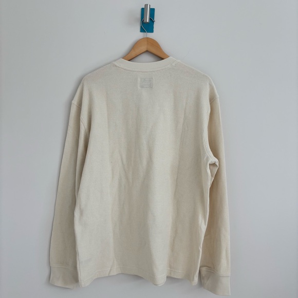 Goodfellow & Co waffle-knit long-sleeve henley shirt in Ivory size Large  NWT - Picture 2 of 8